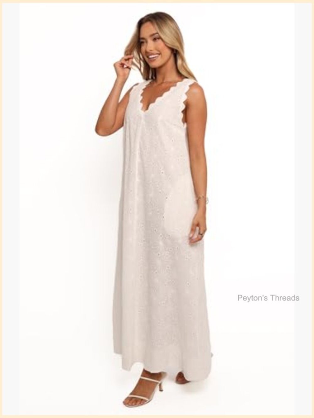 Sleeveless V-Neck Maxi Dress with Embroidery Anglaise - Picture 2 of 5